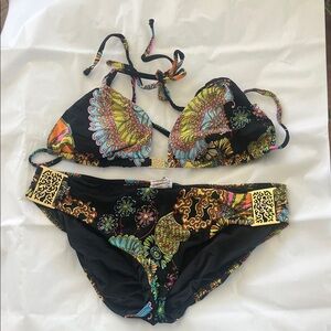 Trina Turk Black Multicolor Paisley Bikini Set